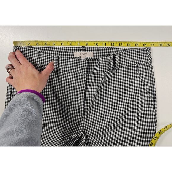 Loft size 8 gingham black white business career casual pants EUC straight leg - Picture 5 of 8